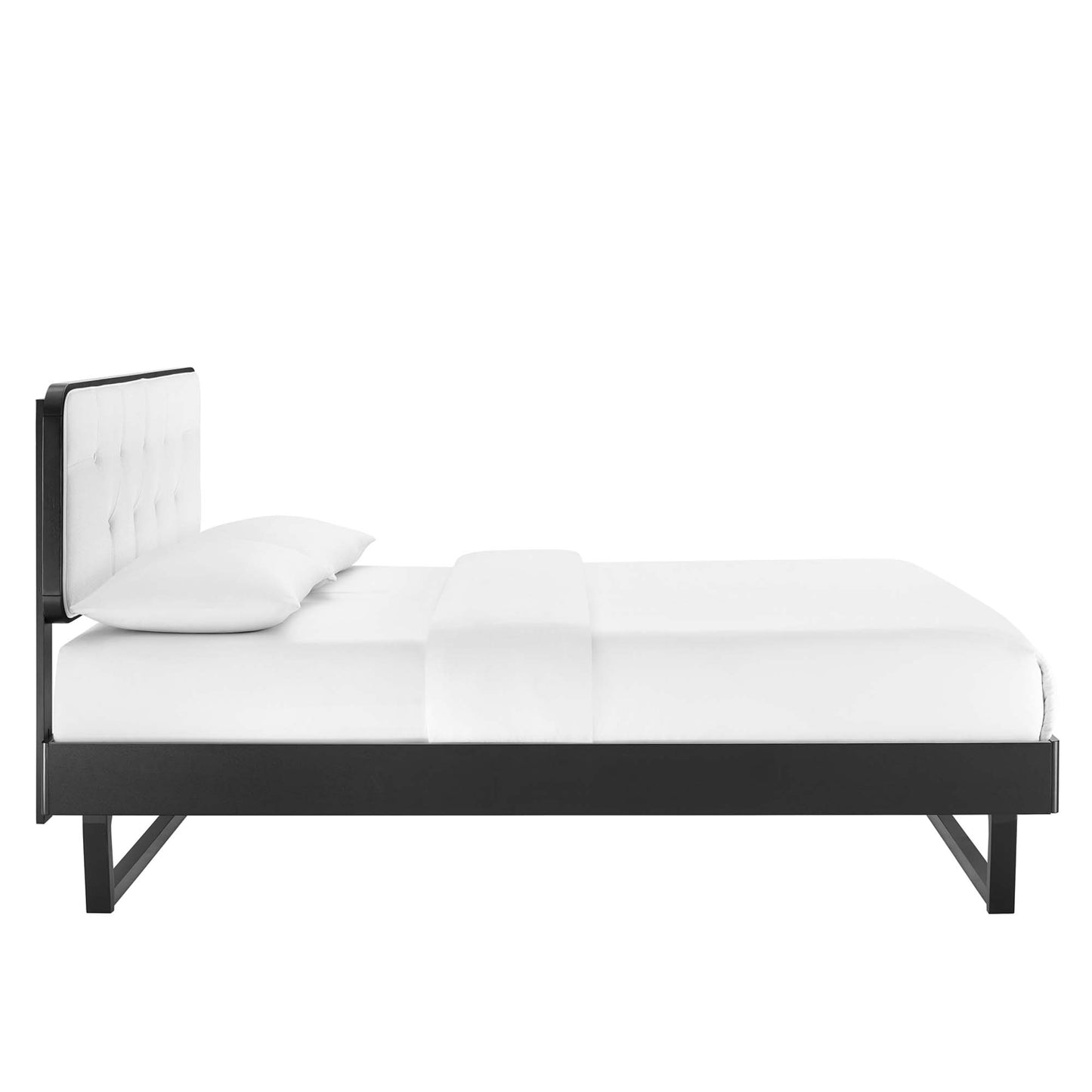 Bridgette Wood Full Platform Bed With Angular Frame