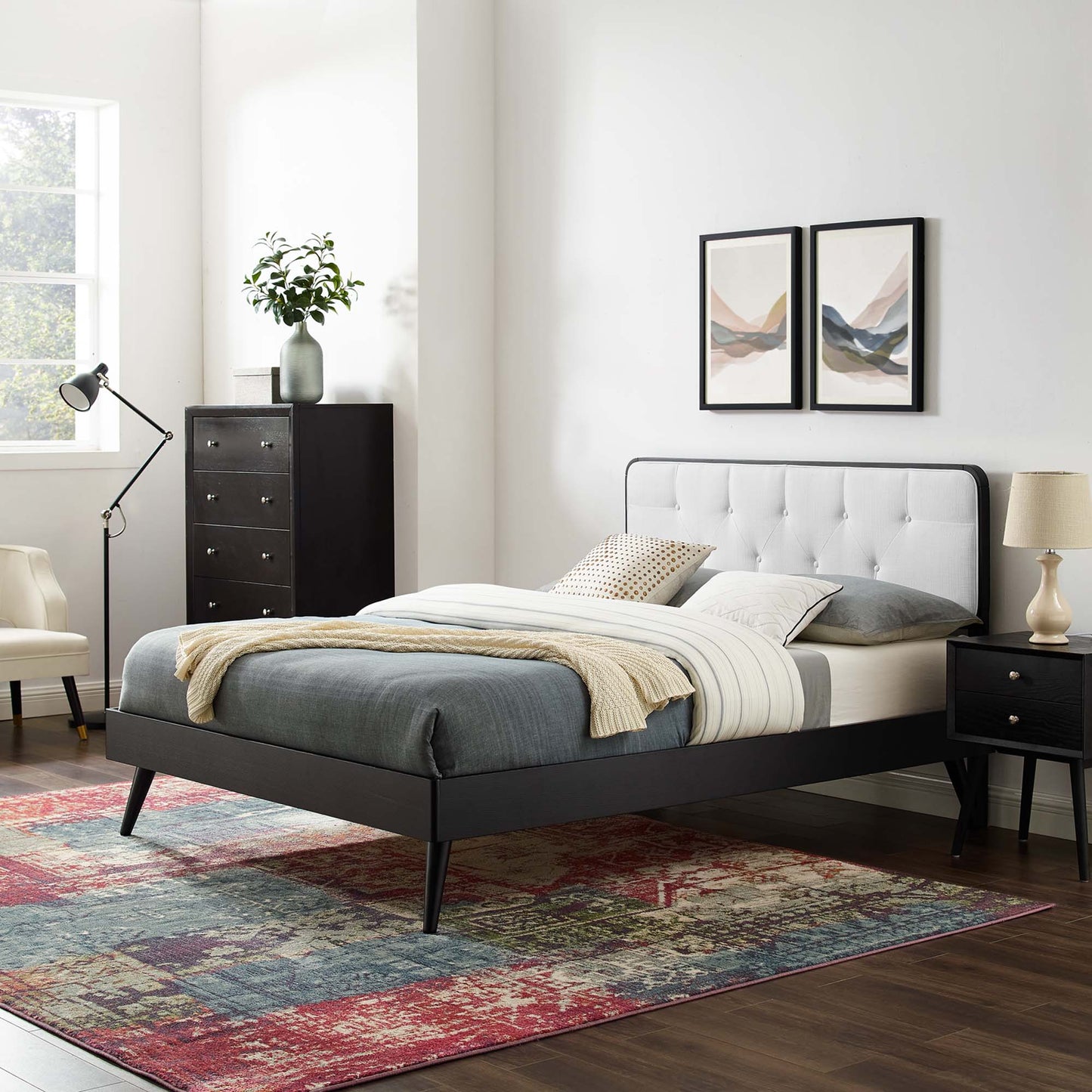 Bridgette Wood Full Platform Bed With Splayed Legs