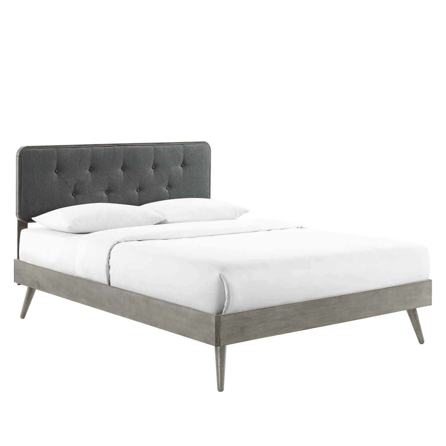 Bridgette Wood King Platform Bed With Splayed Legs