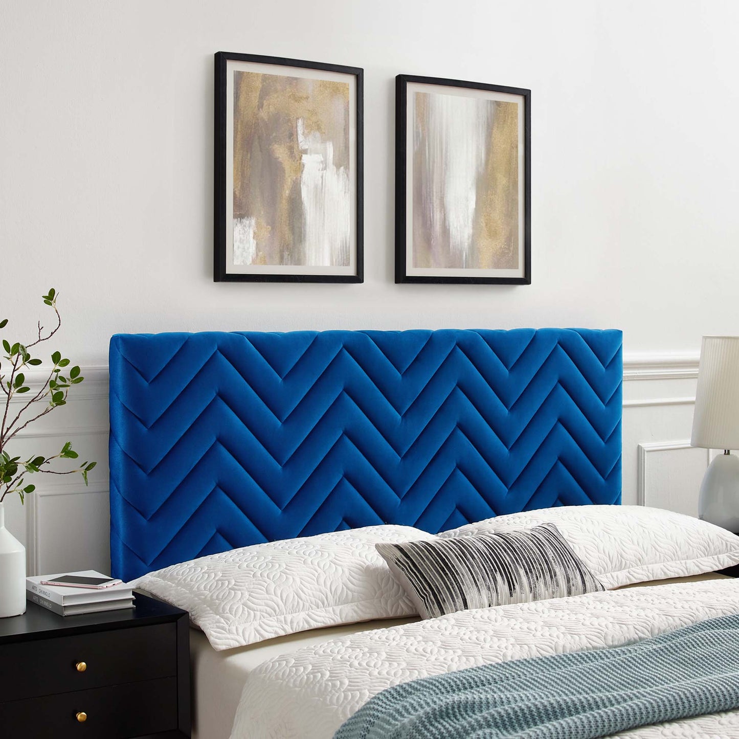 Cabecero de cama tamaño queen/completo Mercy Chevron Tufted Velvet de Modway