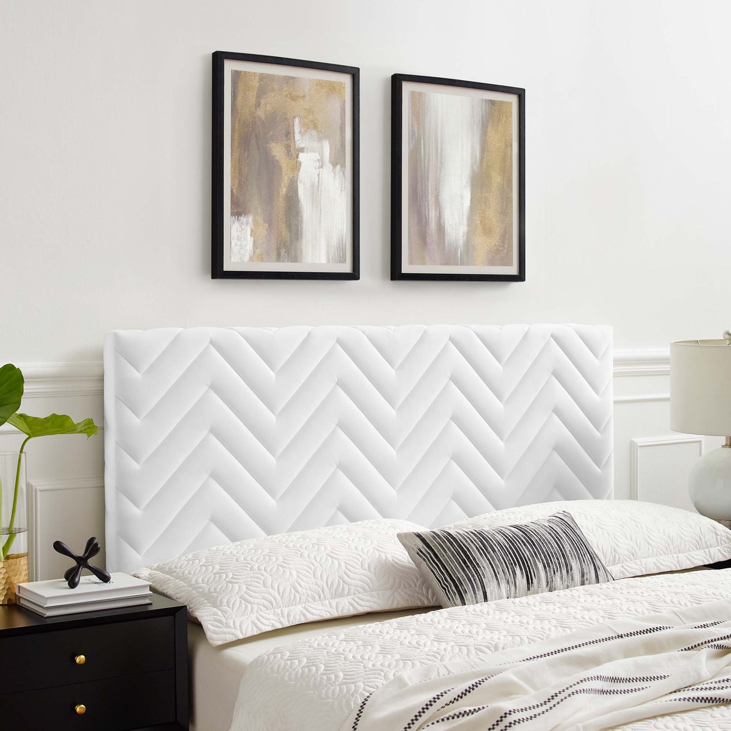 Cabecero de cama tamaño queen/completo Mercy Chevron Tufted Velvet de Modway