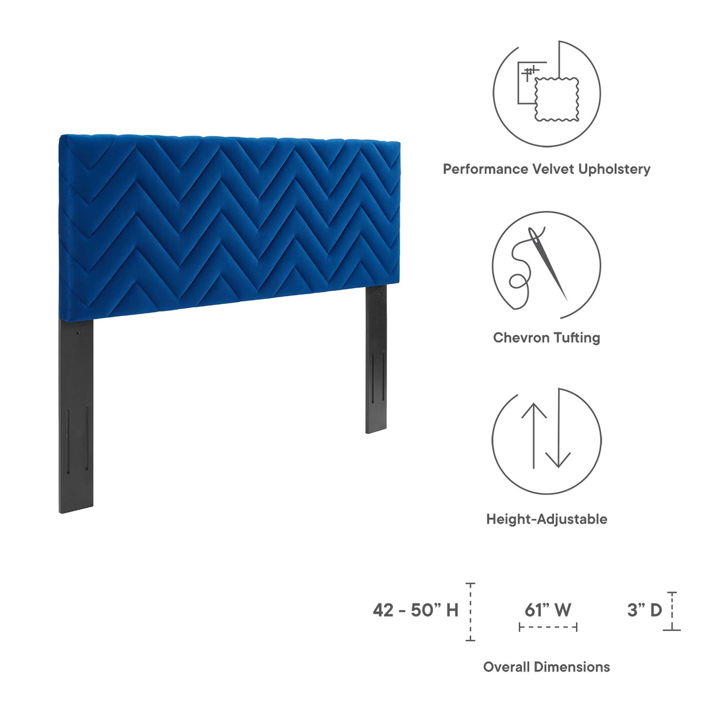 Tête de lit Mercy Chevron en velours touffeté Performance King/California King par Modway