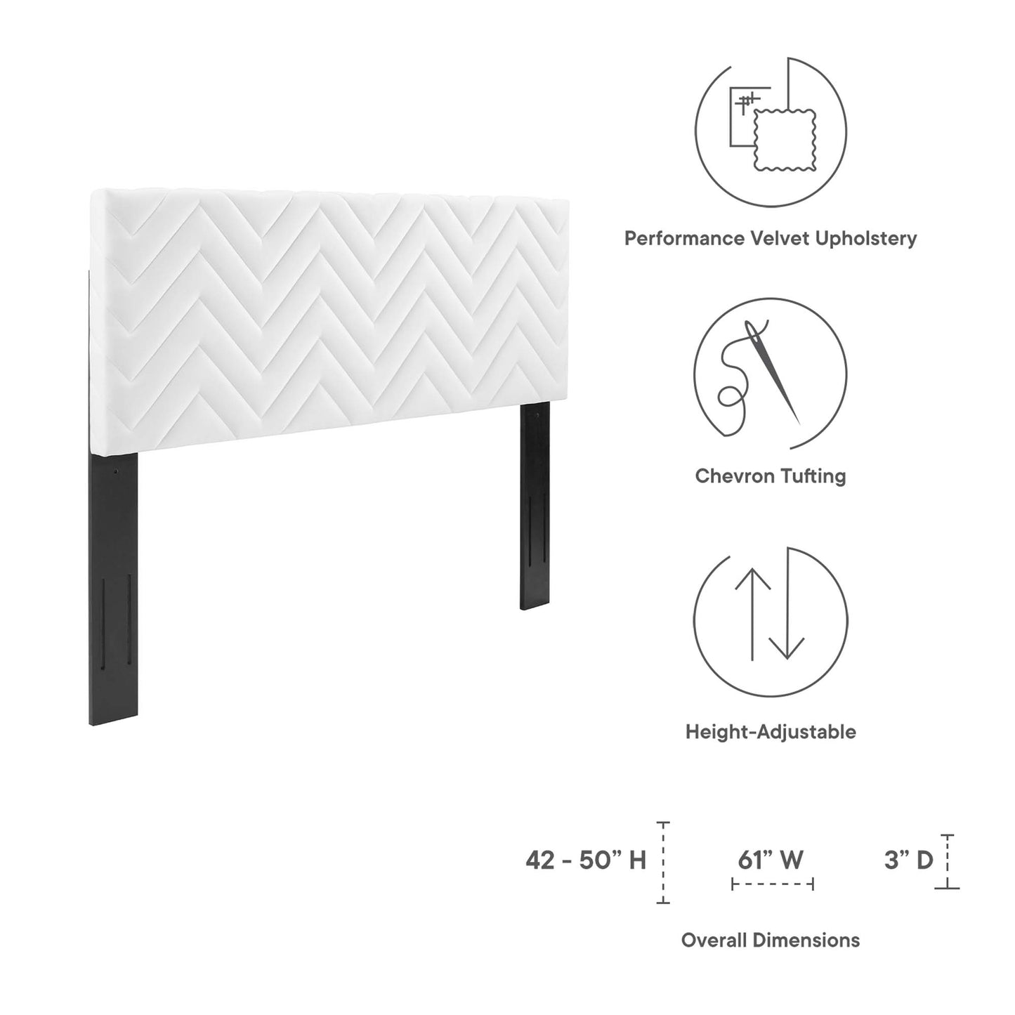 Tête de lit Mercy Chevron en velours touffeté Performance King/California King par Modway