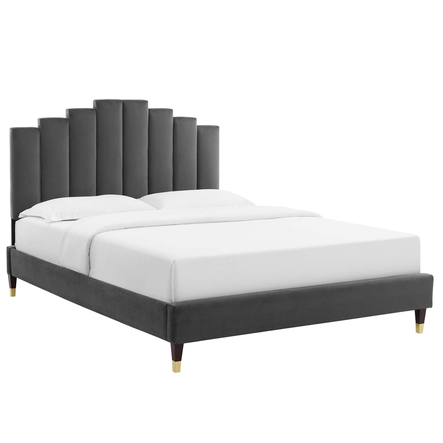 Elise Performance Velvet Queen Platform Bed