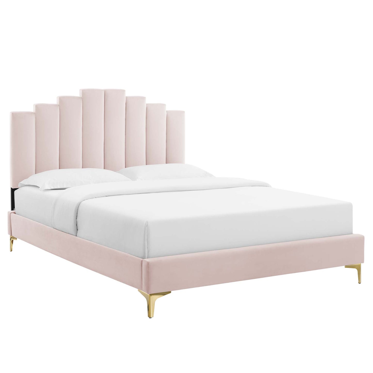 Elise Performance Velvet Queen Platform Bed