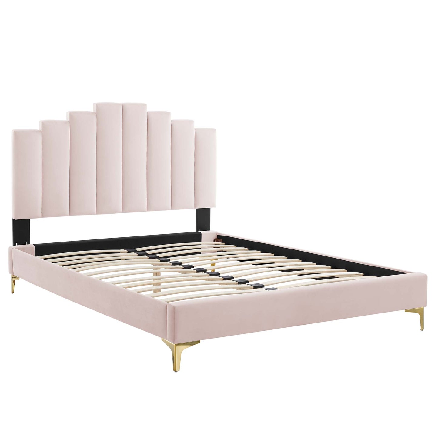 Elise Performance Velvet Queen Platform Bed