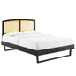 Sierra Cane and Wood Full Platform Bed With Angular Legs