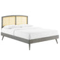 Sierra Cane and Wood Full Platform Bed With Splayed Legs