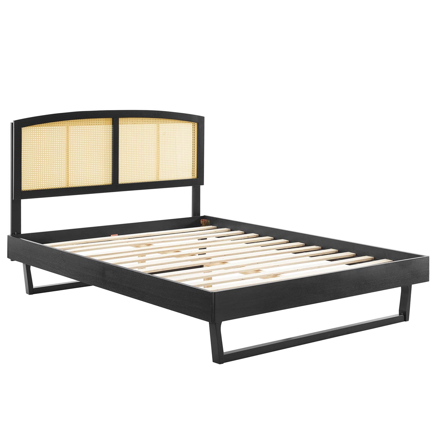 Lit plateforme king size en rotin et bois Sierra avec pieds angulaires par Modway