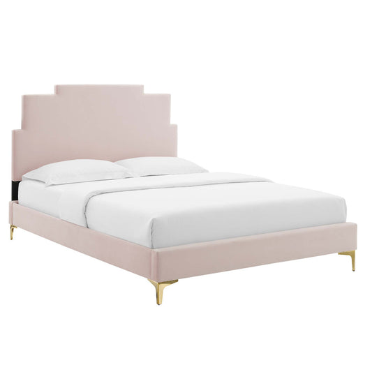 Lindsey Performance Velvet Queen Platform Bed