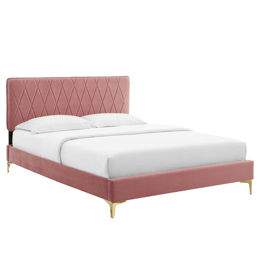 Phillipa Performance Velvet Queen Platform Bed