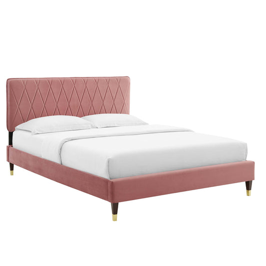 Phillipa Performance Velvet Queen Platform Bed