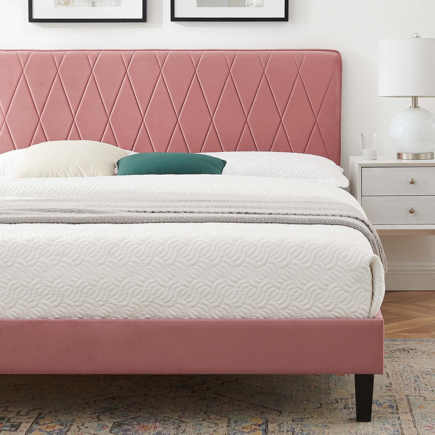 Phillipa Performance Velvet Queen Platform Bed