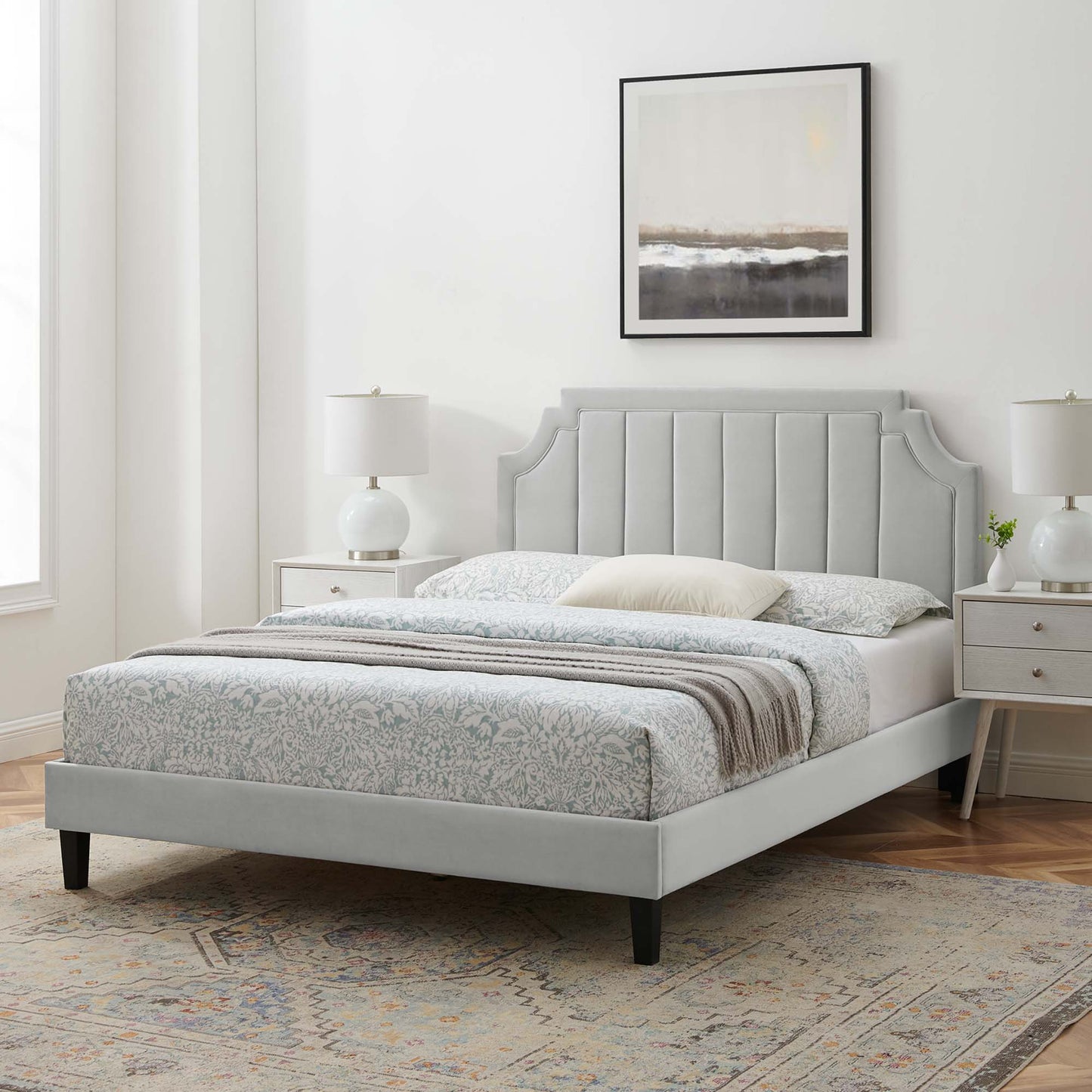 Sienna Performance Velvet Queen Platform Bed