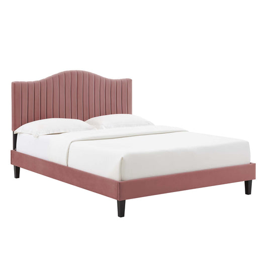 Juniper Channel Tufted Performance Velvet Queen Platform Bed