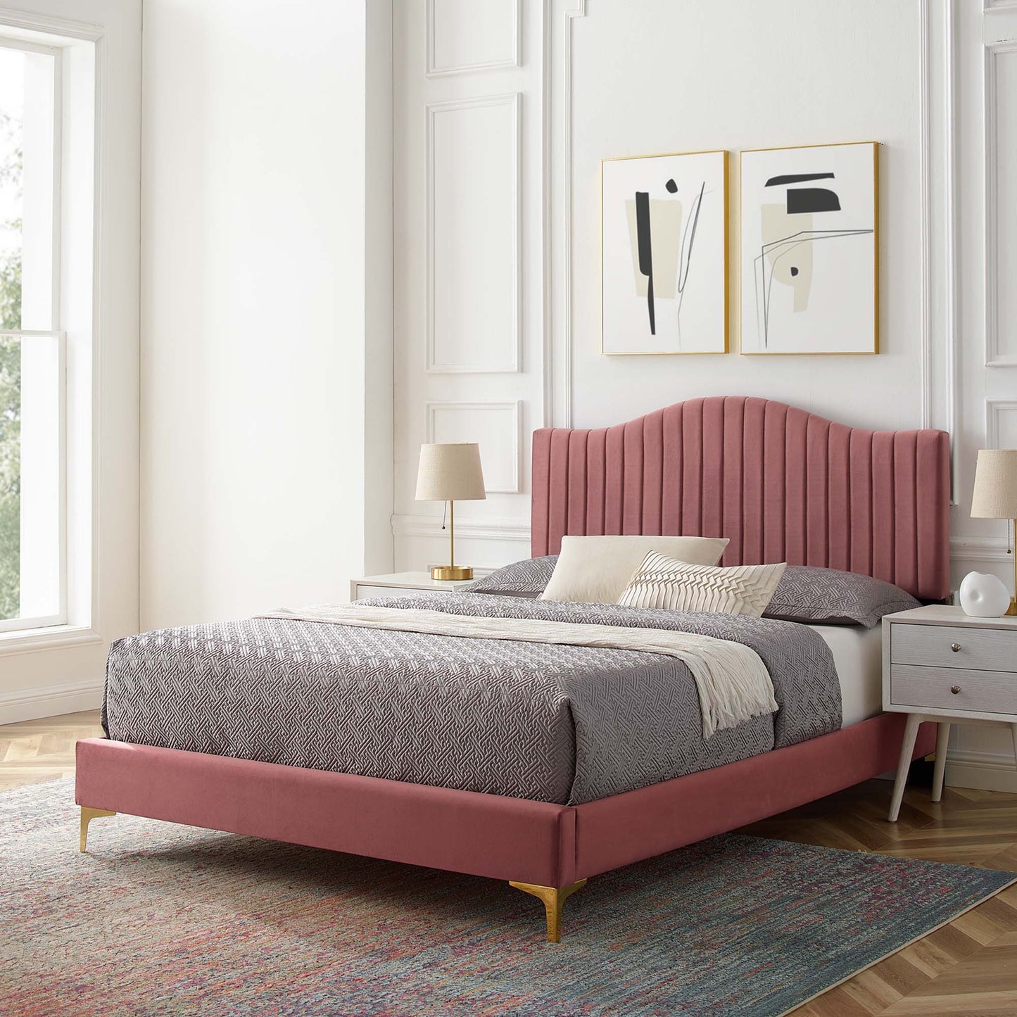 Juniper Channel Tufted Performance Velvet Twin Platform Bed