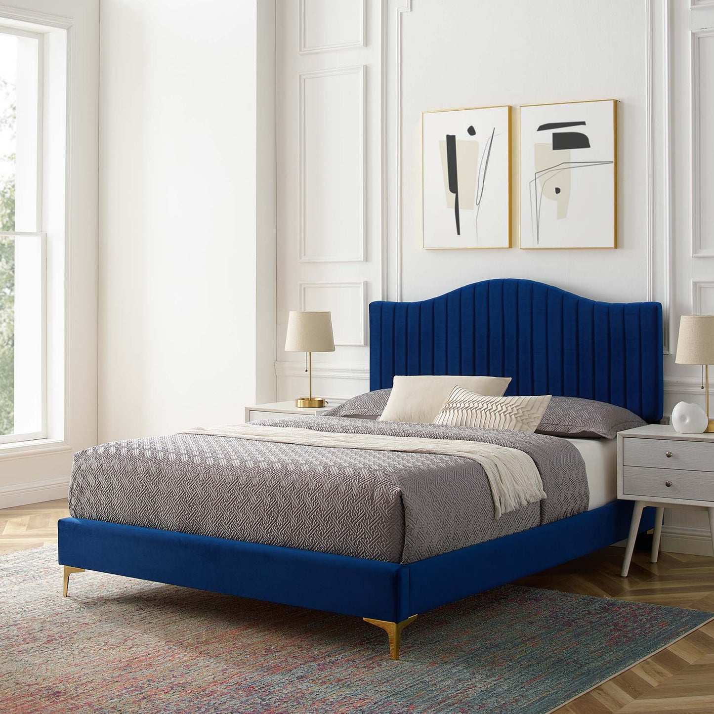 Juniper Channel Tufted Performance Velvet Twin Platform Bed