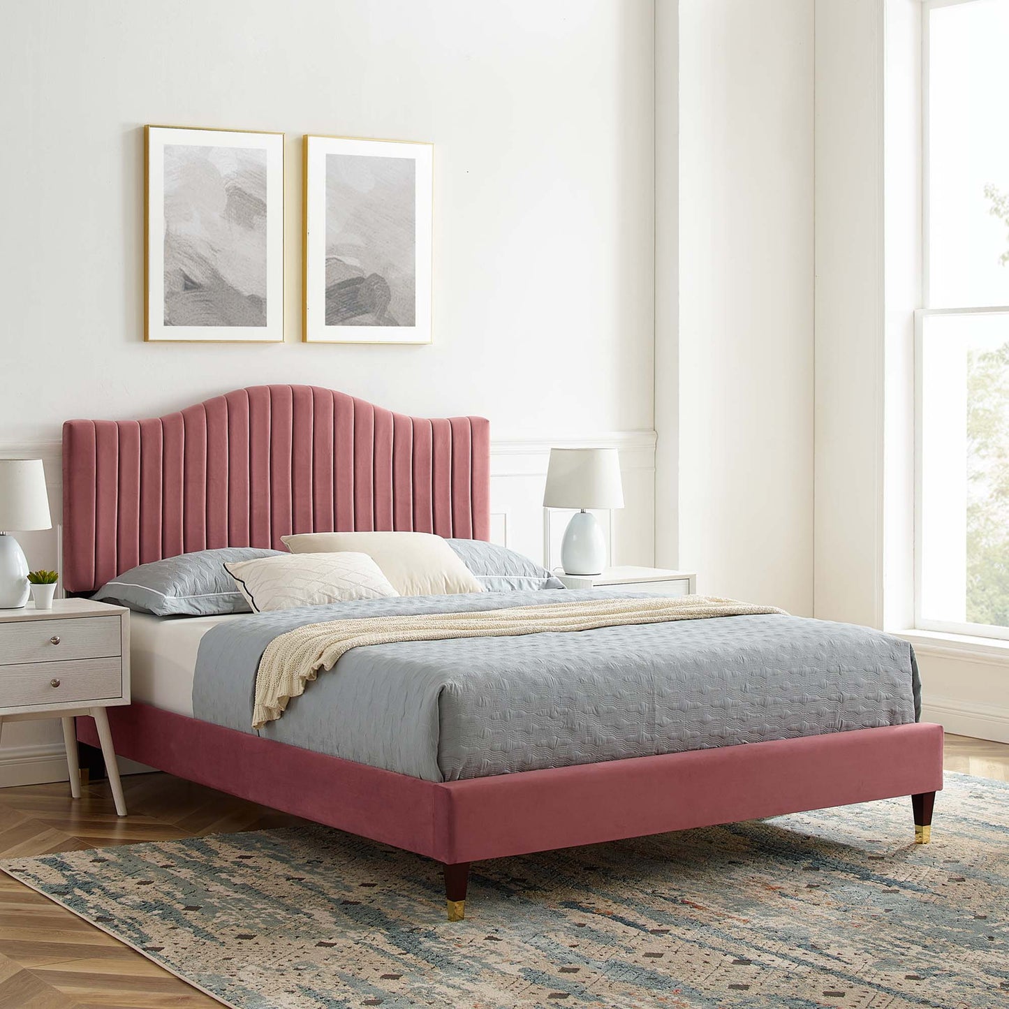 Juniper Channel Tufted Performance Velvet Twin Platform Bed