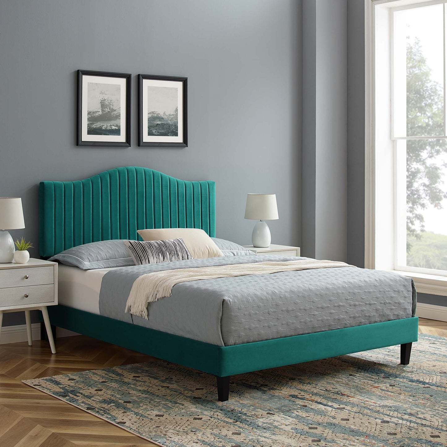 Juniper Channel Tufted Performance Velvet Twin Platform Bed