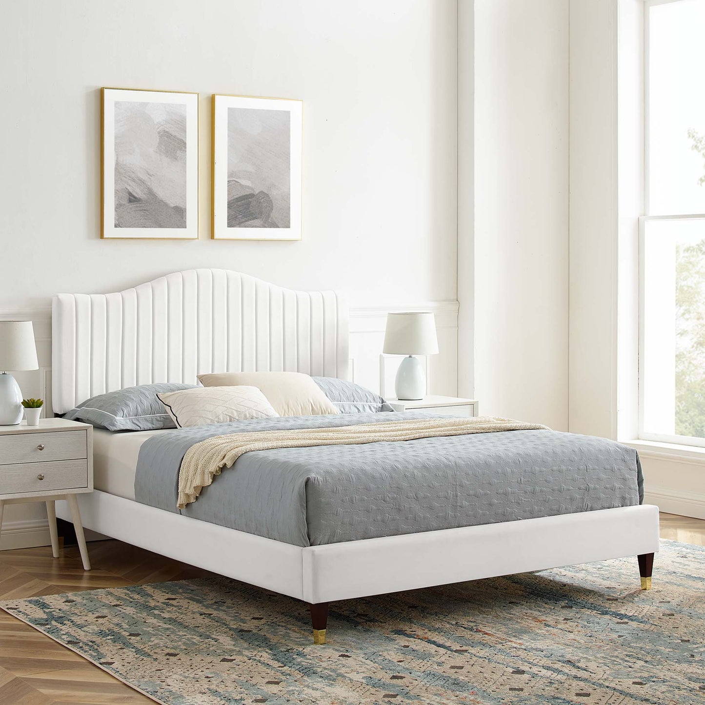 Juniper Channel Tufted Performance Velvet King Platform Bed