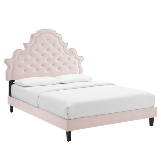 Gwyneth Tufted Performance Velvet Queen Platform Bed