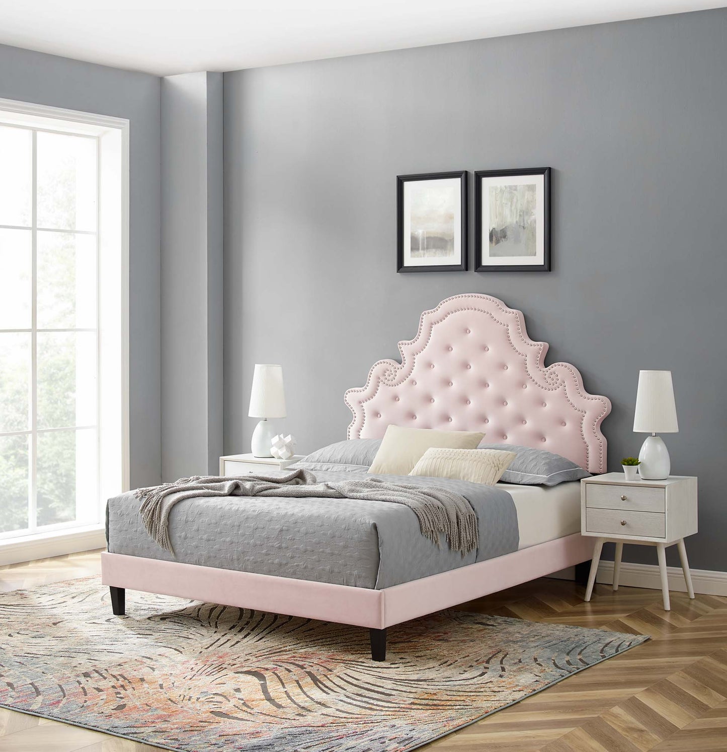 Gwyneth Tufted Performance Velvet Queen Platform Bed