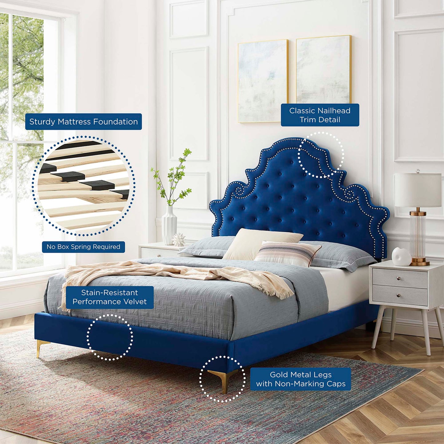 Gwyneth Tufted Performance Velvet Twin Platform Bed