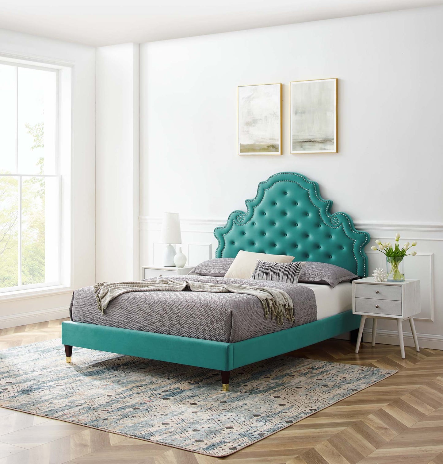 Gwyneth Tufted Performance Velvet Twin Platform Bed