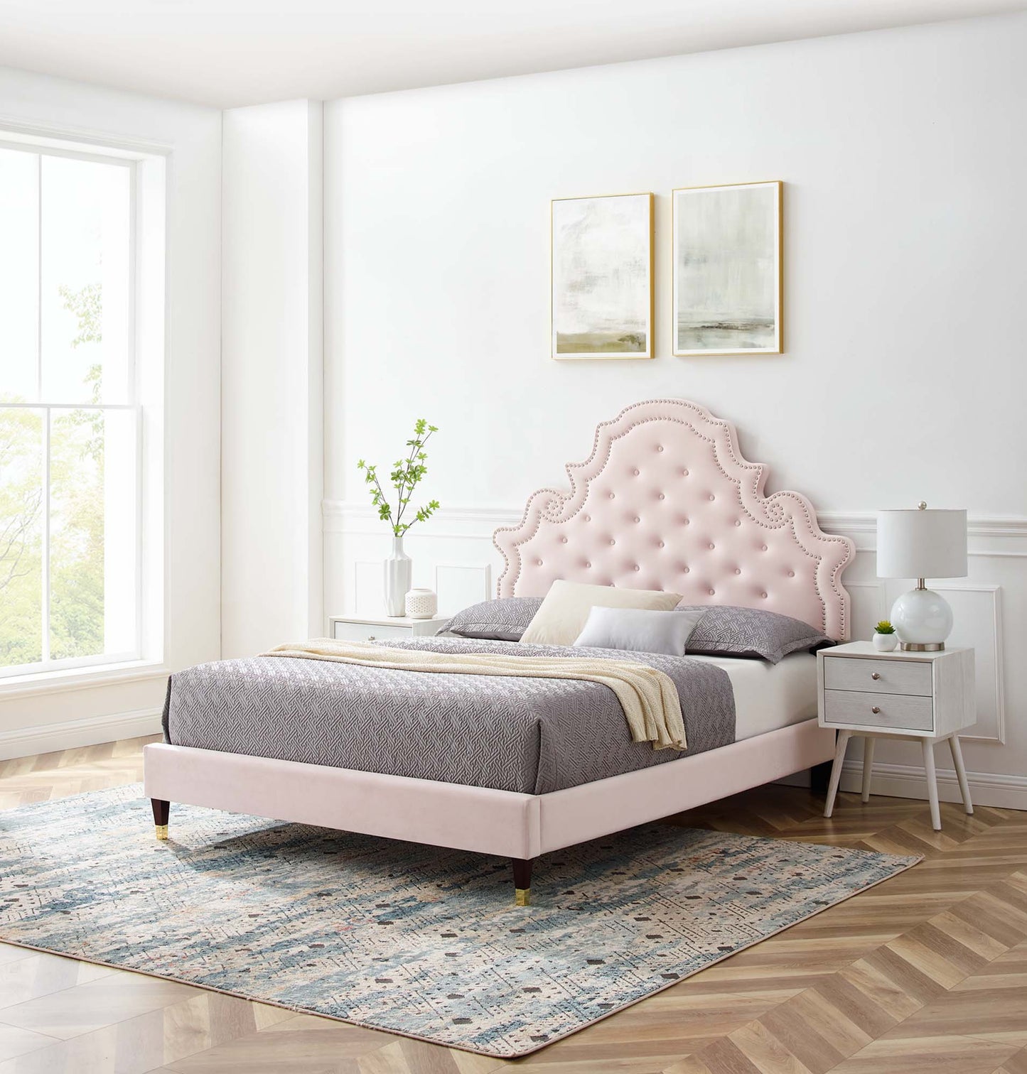 Gwyneth Tufted Performance Velvet Full Platform Bed