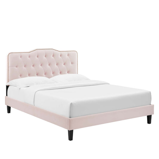 Amber Performance Velvet Queen Platform Bed