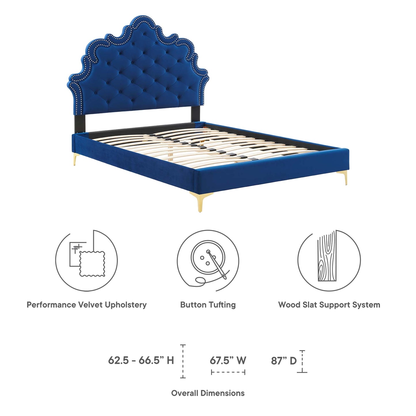 Sasha Button-Tufted Performance Velvet Twin Bed