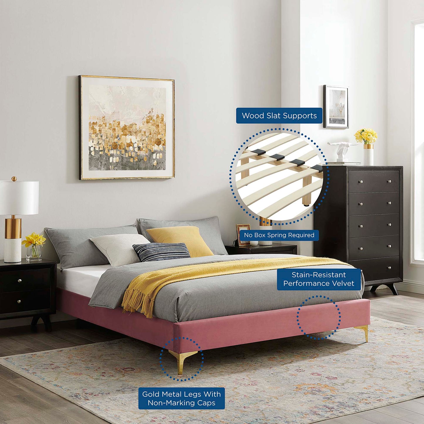 Cama individual Novi Performance Velvet de Modway