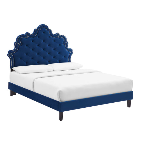 Sasha Button-Tufted Performance Velvet Twin Bed