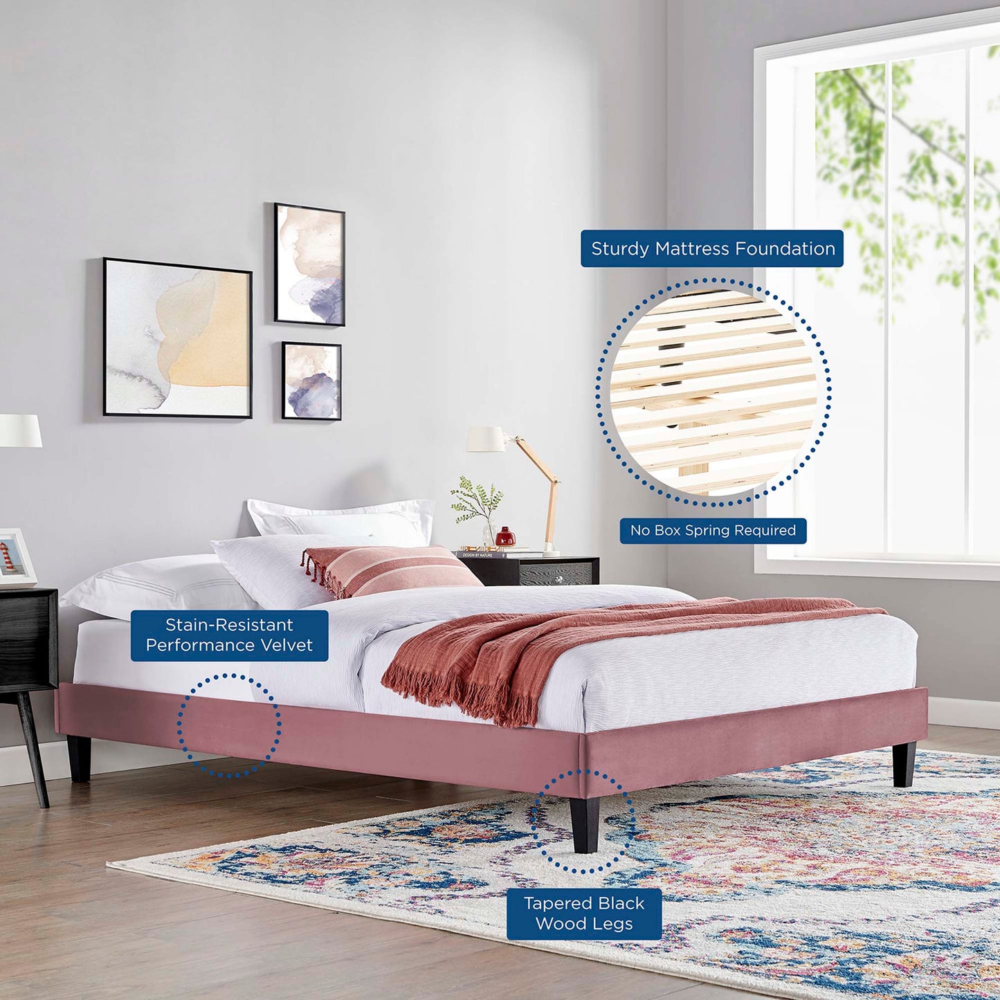 Cama individual Neena Performance Velvet de Modway