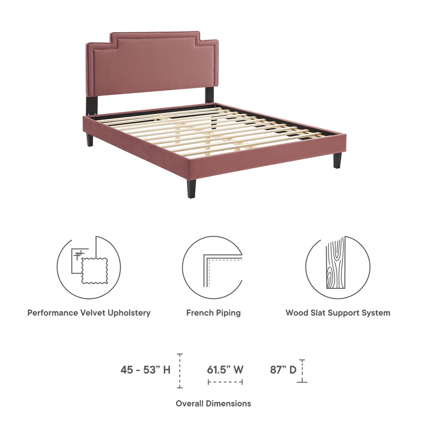 Cama matrimonial de terciopelo Liva Performance de Modway