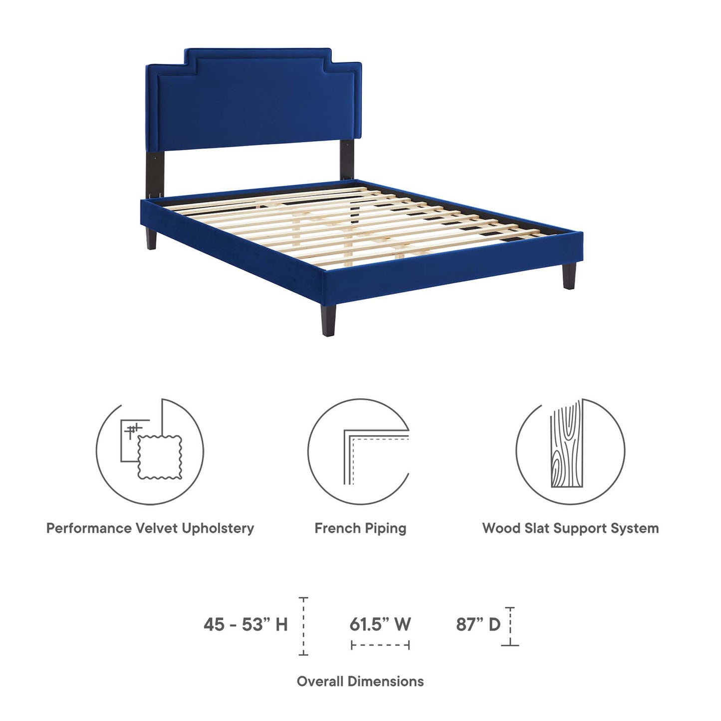 Cama matrimonial de terciopelo Liva Performance de Modway