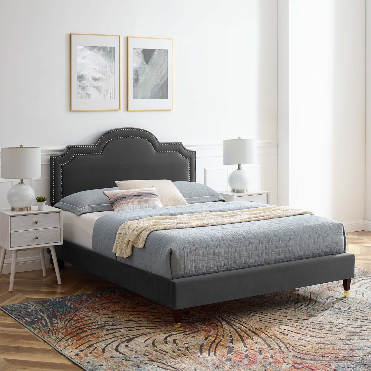 Aviana Performance Velvet Queen Bed