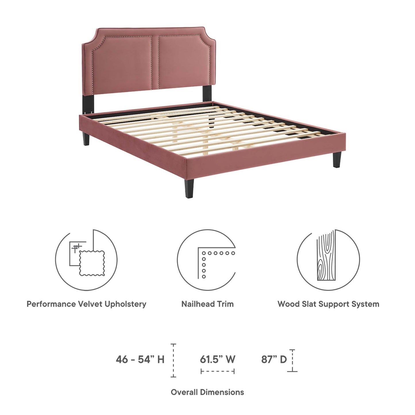 Cama Queen de terciopelo Novi Performance de Modway