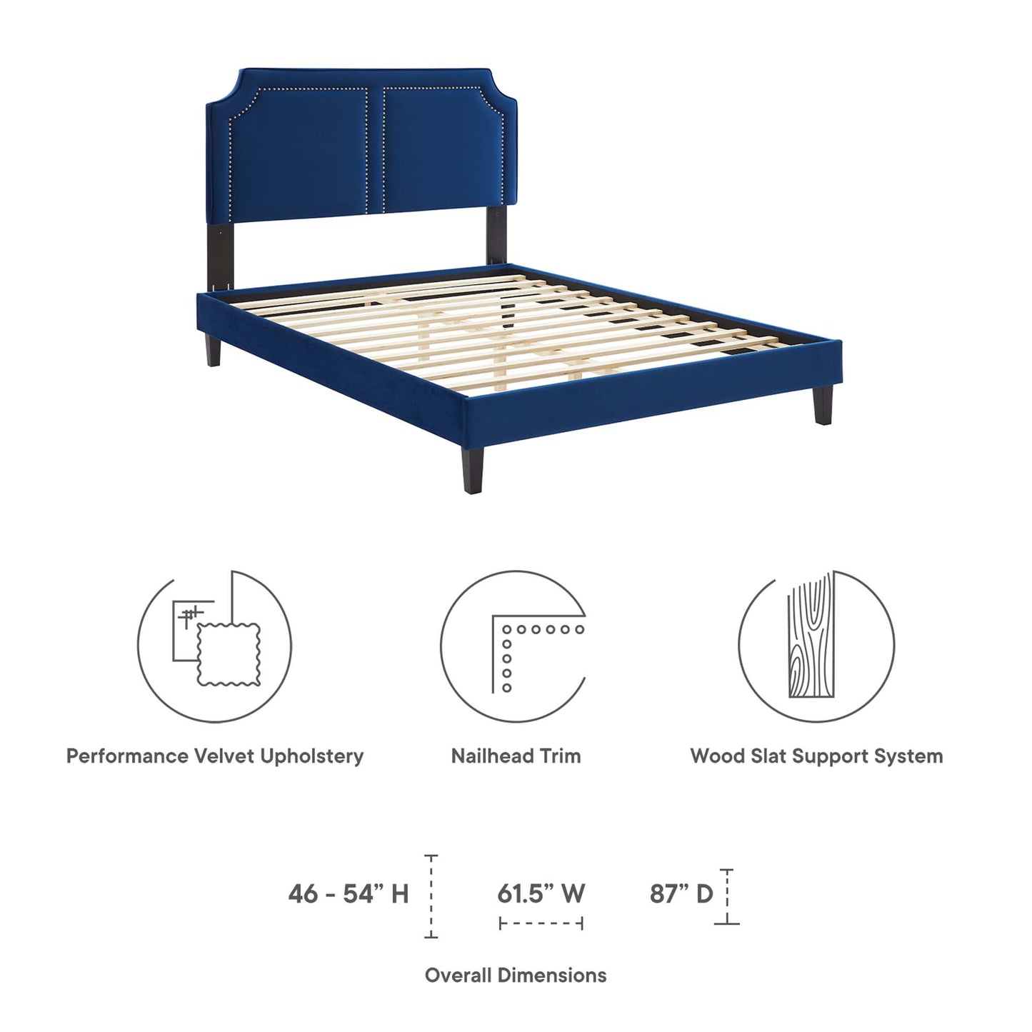 Cama Queen de terciopelo Novi Performance de Modway