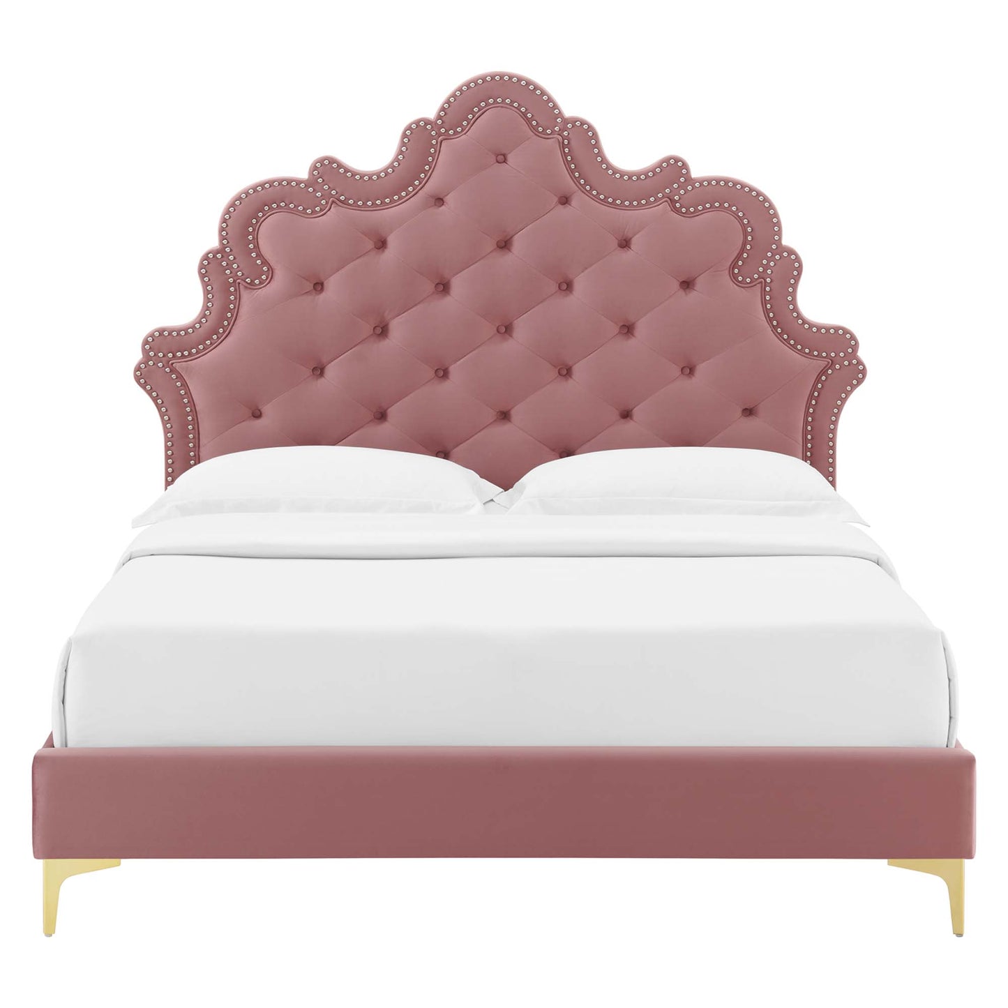 Sasha Button-Tufted Performance Velvet King Bed