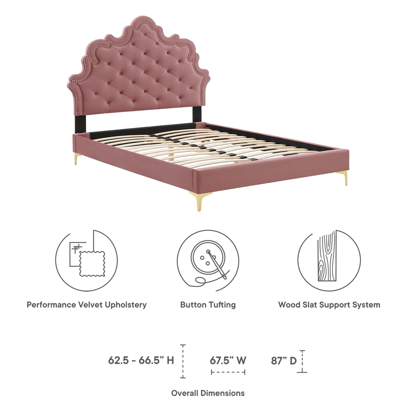 Sasha Button-Tufted Performance Velvet King Bed