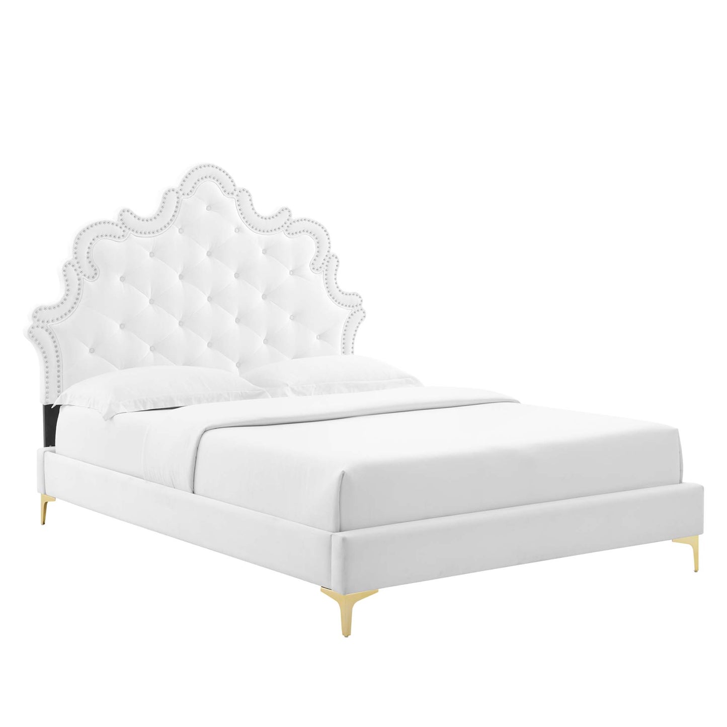 Sasha Button-Tufted Performance Velvet King Bed