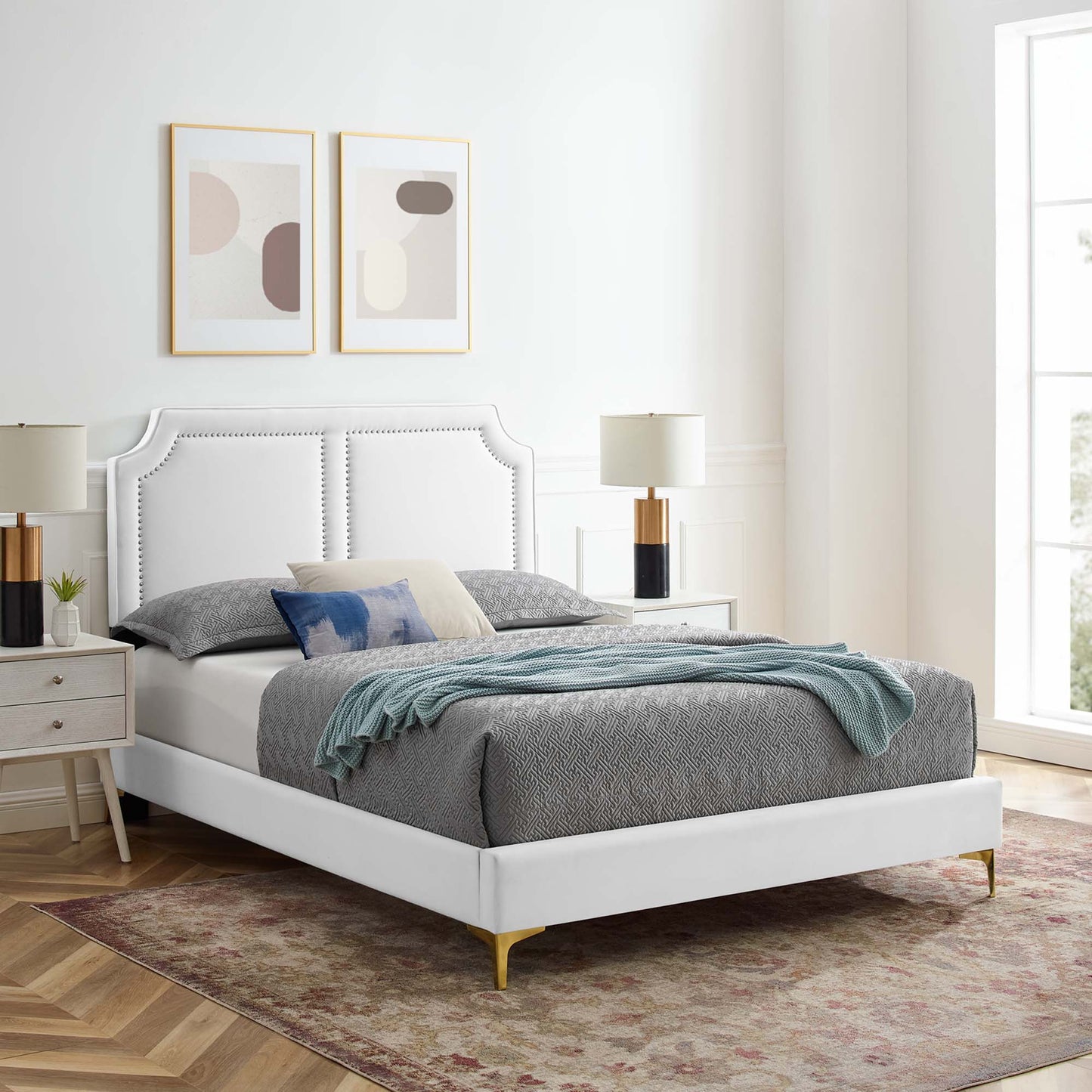 Cama King de terciopelo Novi Performance de Modway