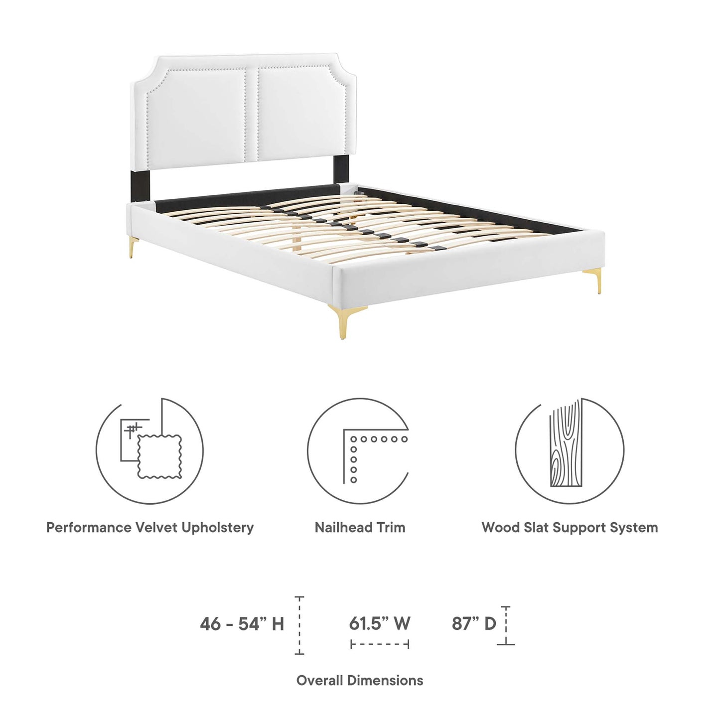 Cama King de terciopelo Novi Performance de Modway