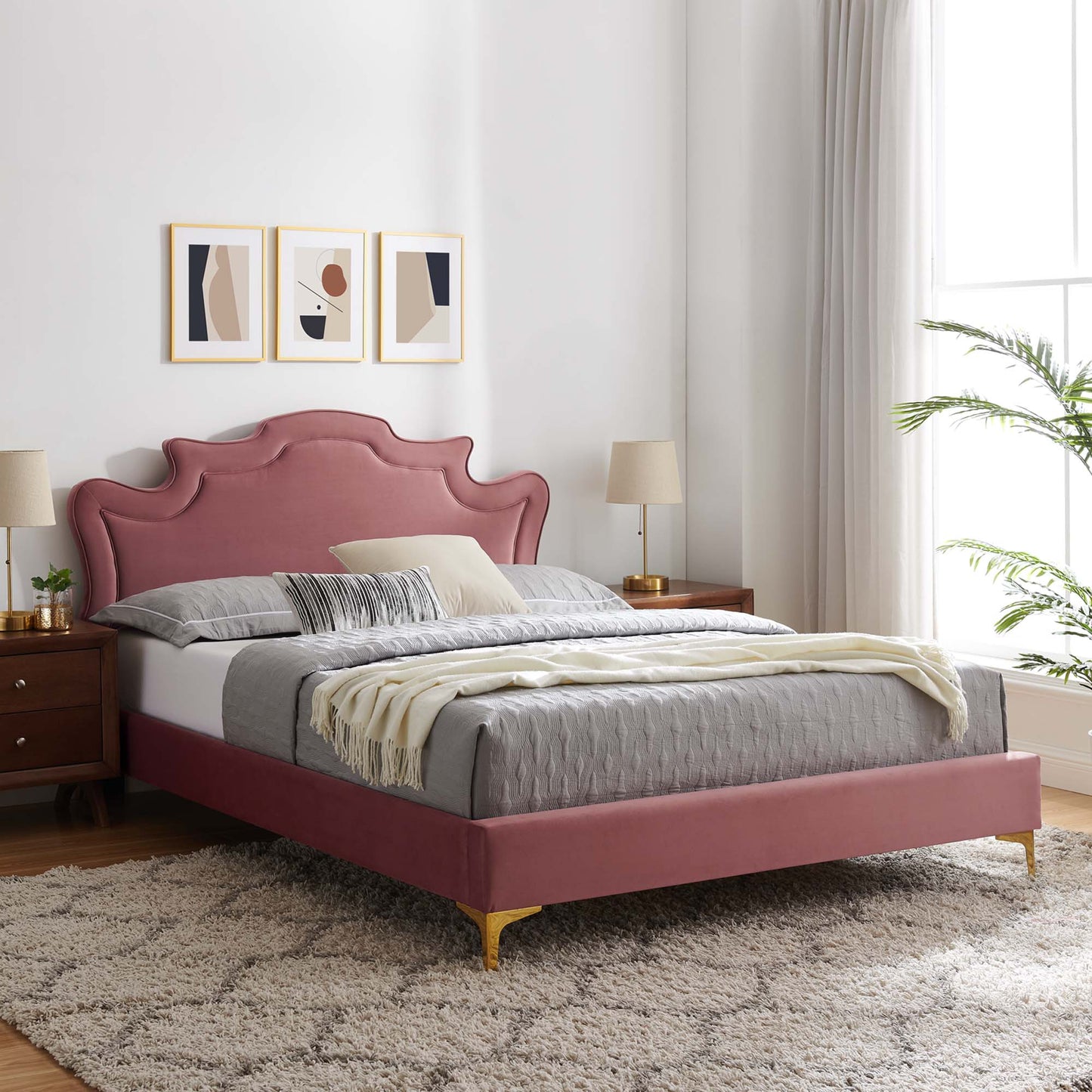 Cama tamaño king Neena Performance Velvet de Modway