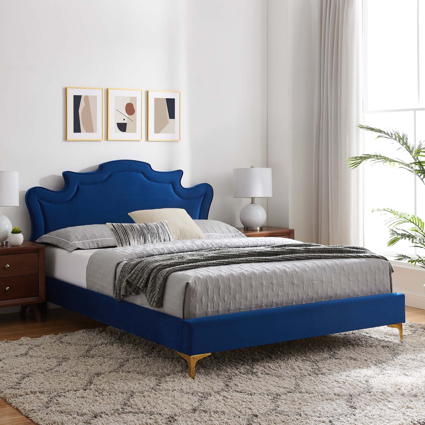 Cama tamaño king Neena Performance Velvet de Modway