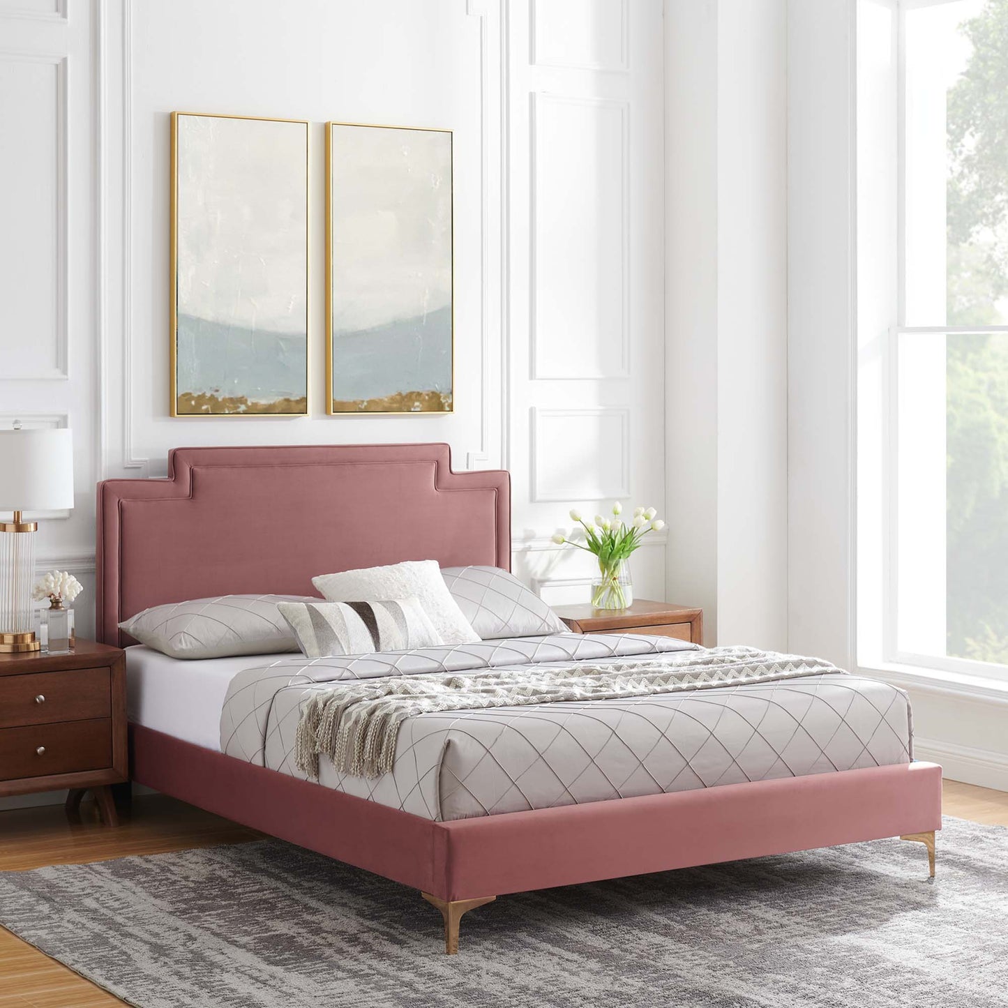 Cama King de terciopelo Liva Performance de Modway