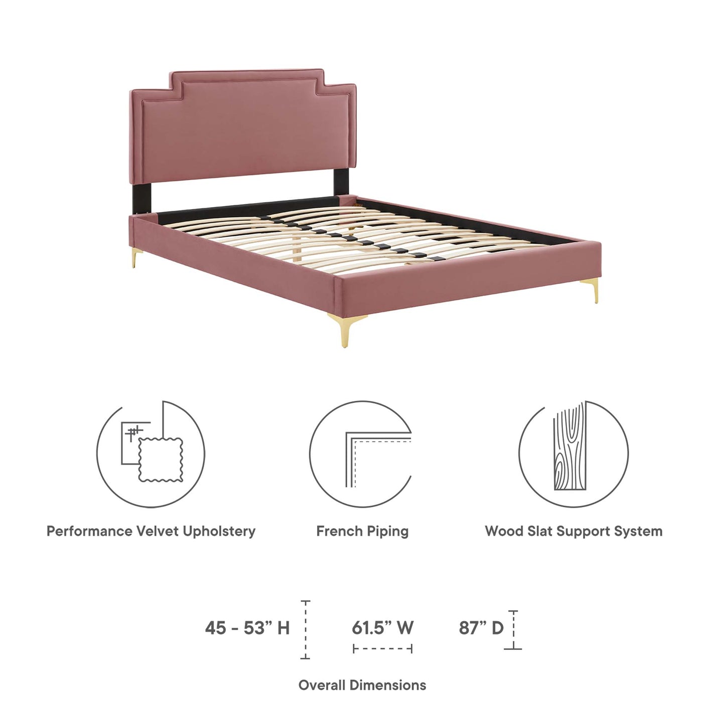 Cama King de terciopelo Liva Performance de Modway