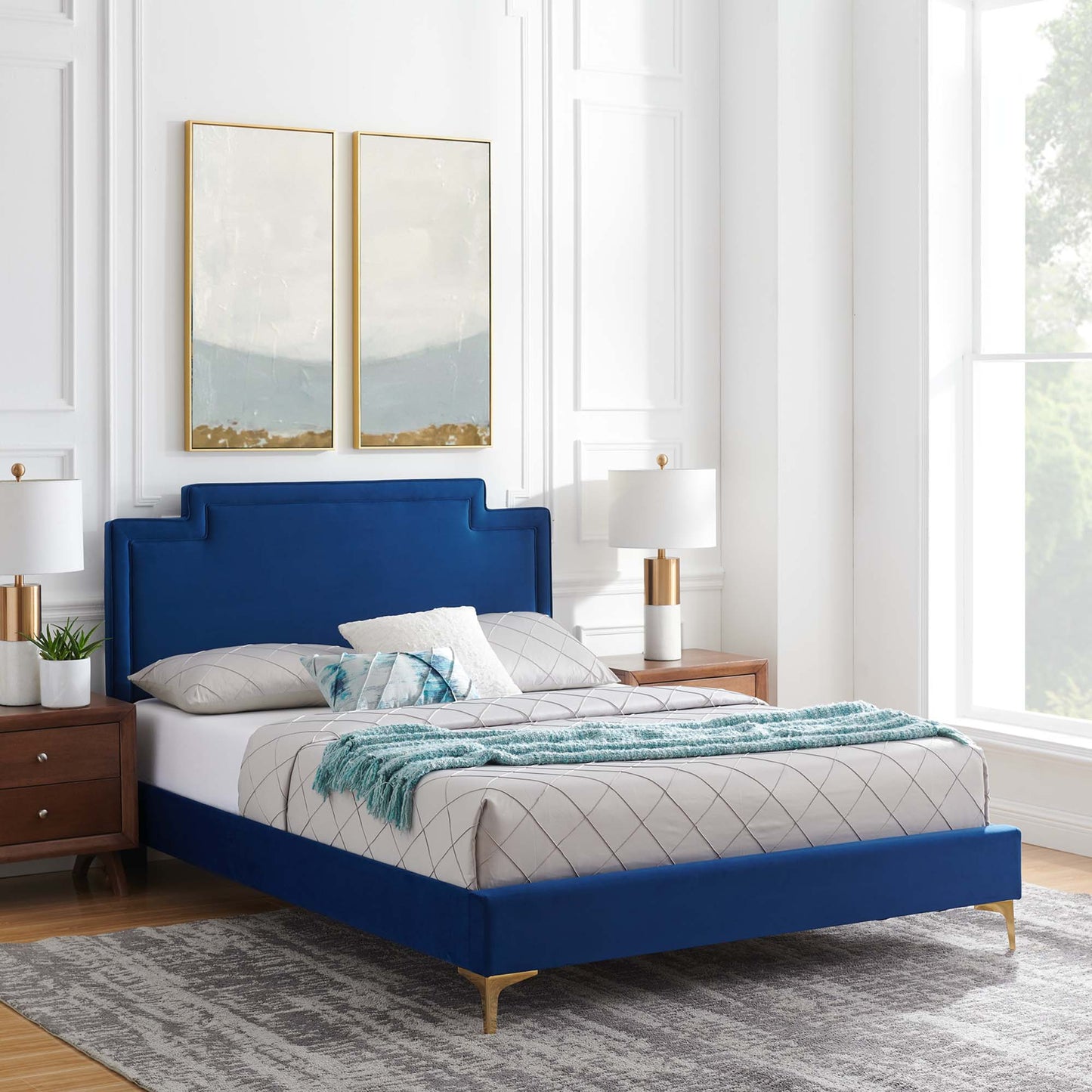 Cama King de terciopelo Liva Performance de Modway