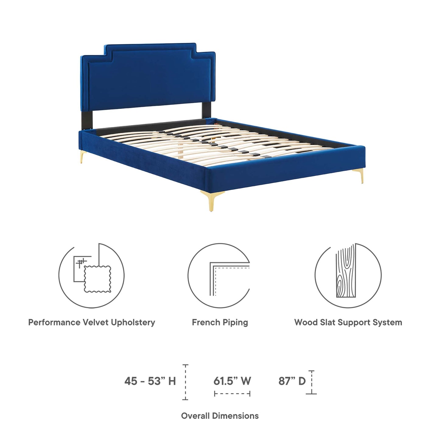 Cama King de terciopelo Liva Performance de Modway